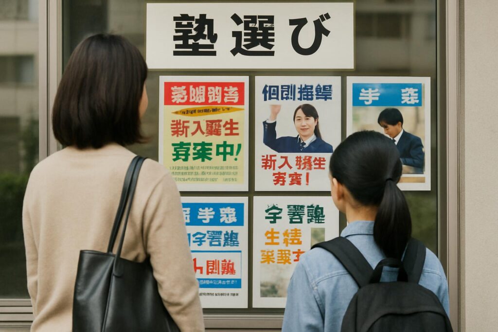 塾選びをする親子の様子